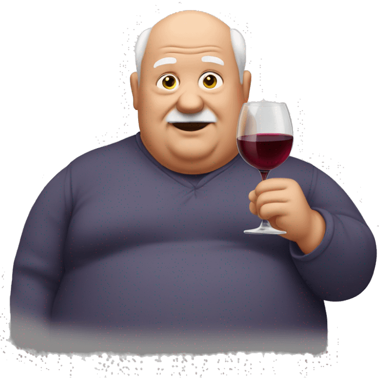 fat, half bald grandpa with wine emoji