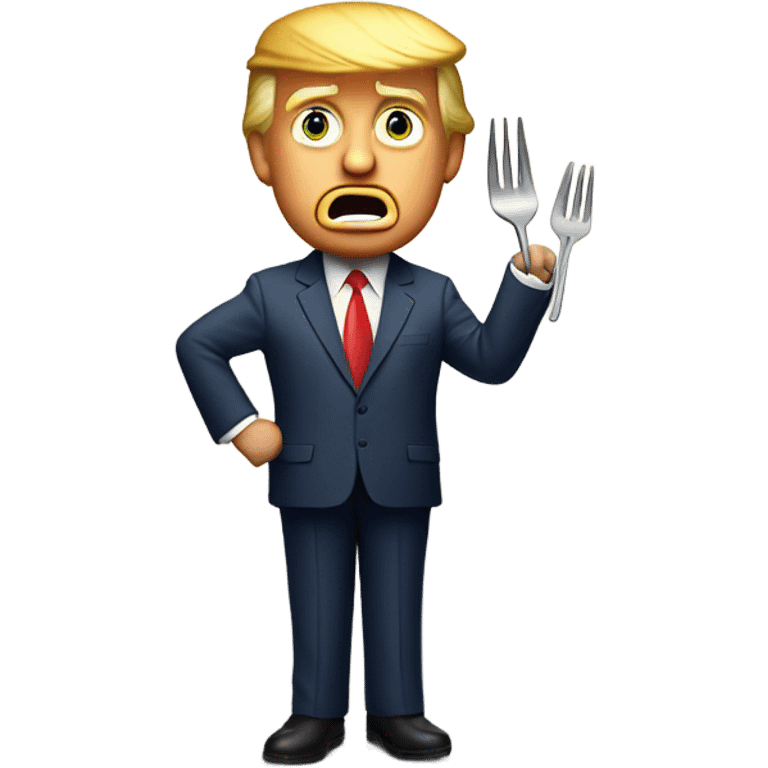 Donald trump holding a fork in the middle of the road emoji