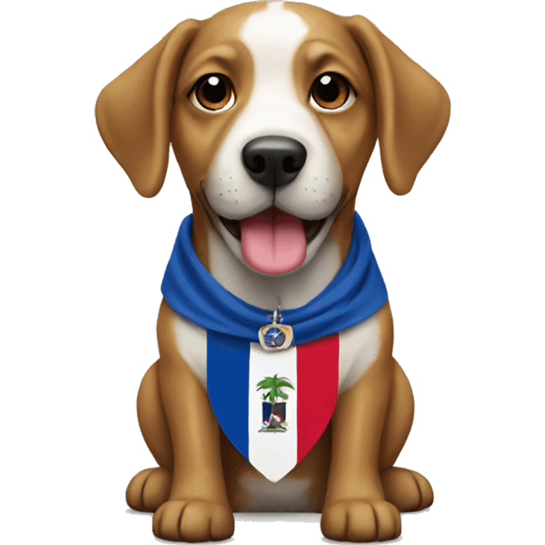 Dog wearing a Dominican flag emoji