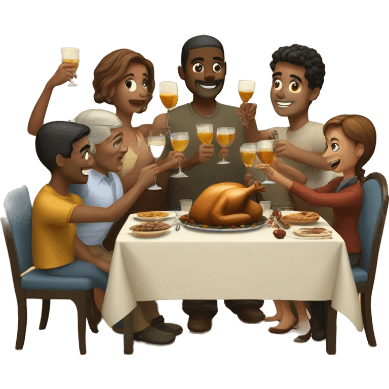 Toasting with friends at Thanksgiving emoji