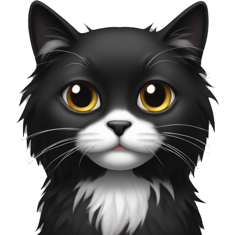 black long hair cat with black and white muzzle emoji