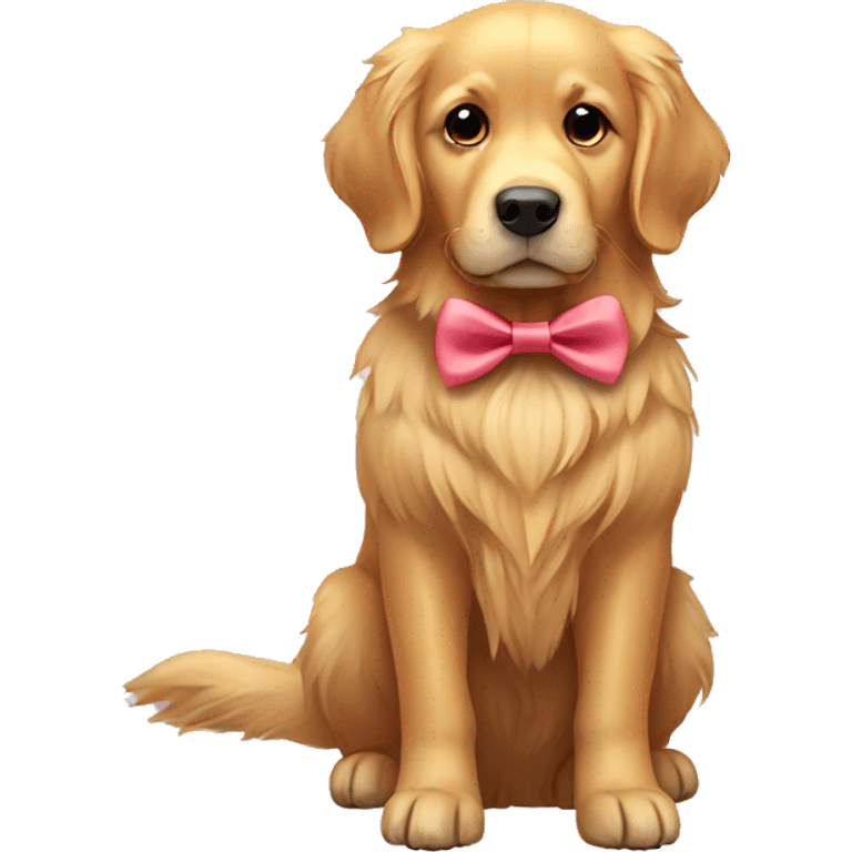 Golden retriever with bow emoji