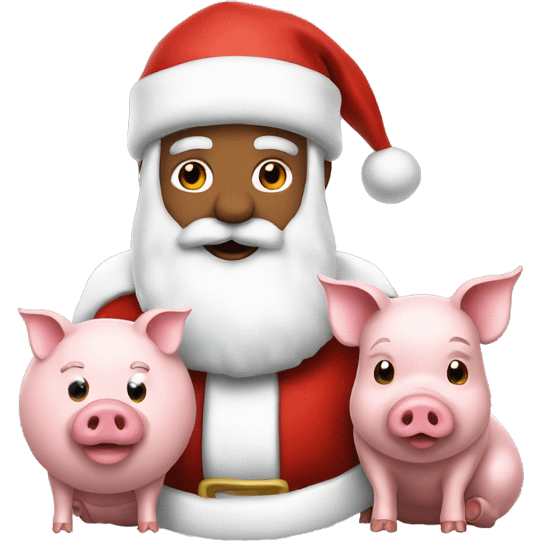 Santa clause with a pig next to him  emoji