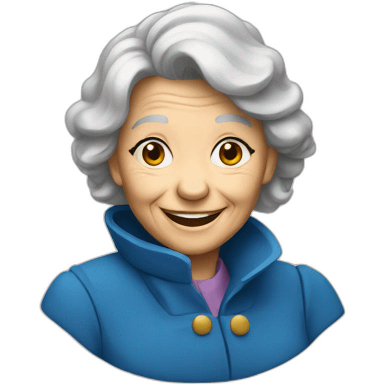 blue coat smile old woman emoji