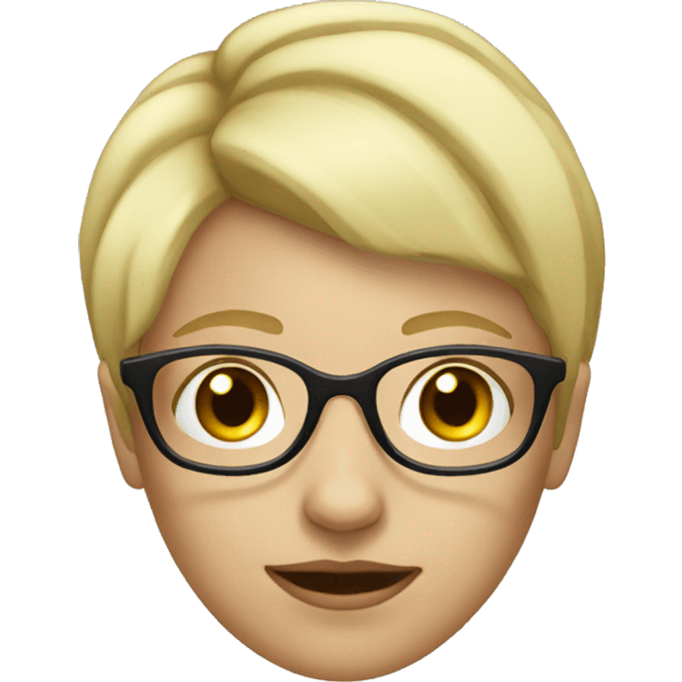 blonde girl with short hair in glasses emoji