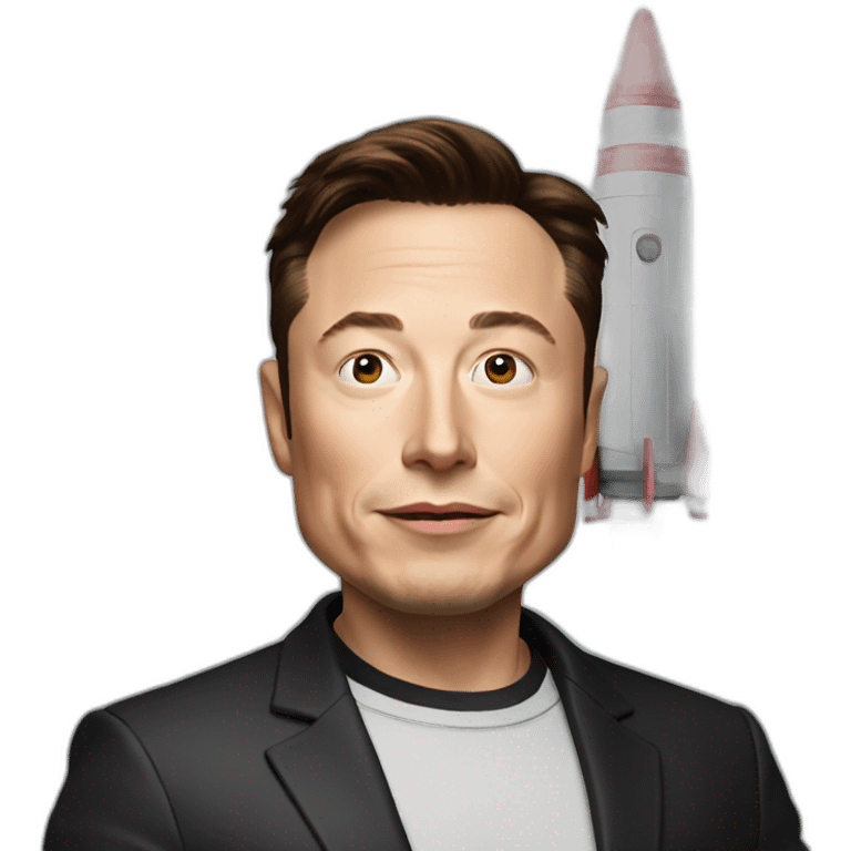 Elon Musk with rocket in hand emoji