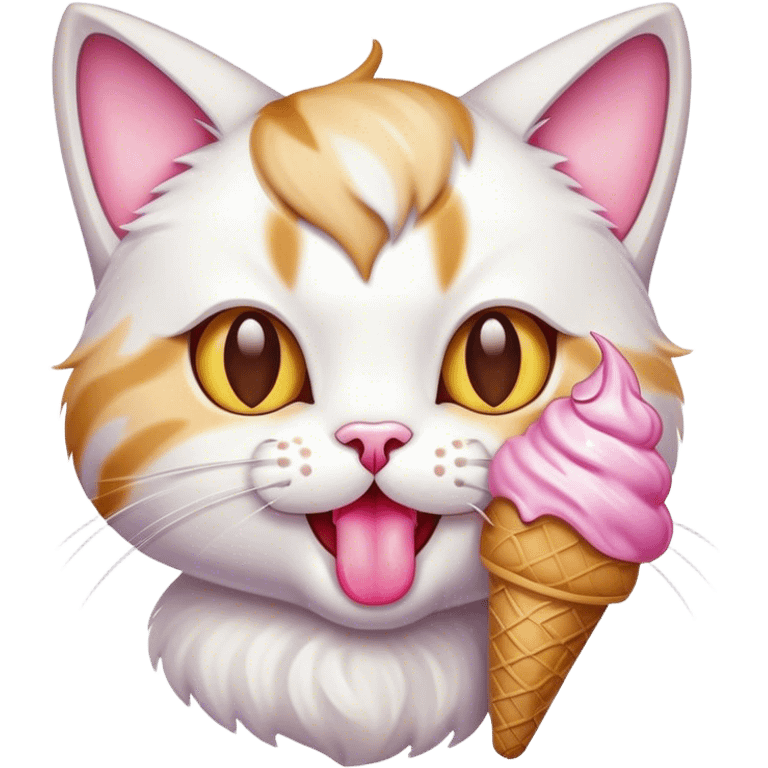 Cat with ice cream emoji