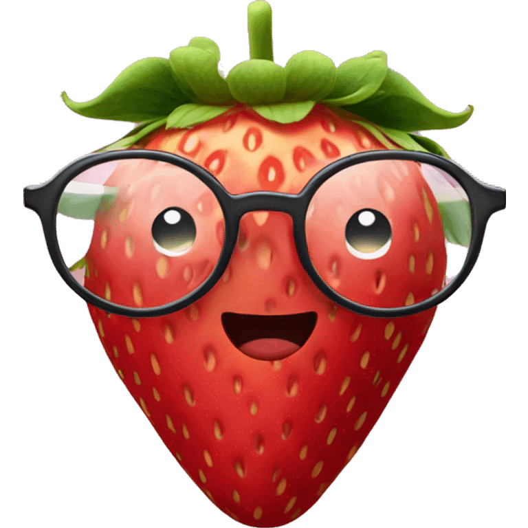 strawberry with glasses, wave with one hand emoji