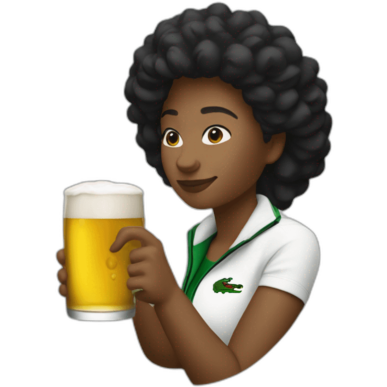 Lacoste black friends woman drinking beer with windbreaker emoji