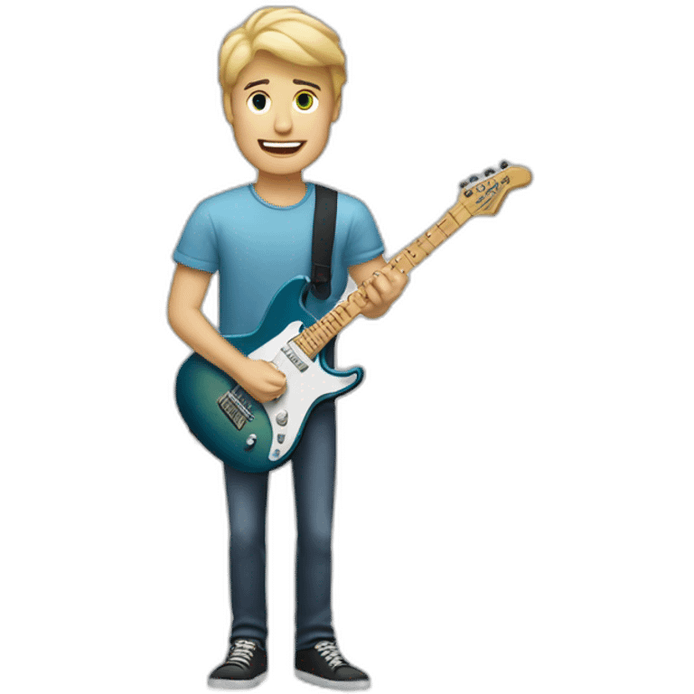 blonde white guy holding an electric guitar emoji