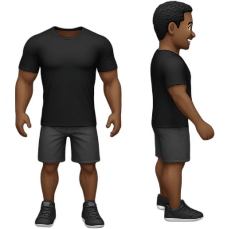 Man black t shirt and short pants emoji