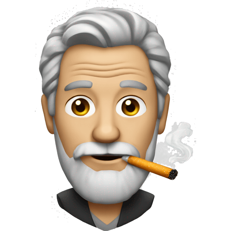 Older brown haired man with beard smoking cigarette emoji