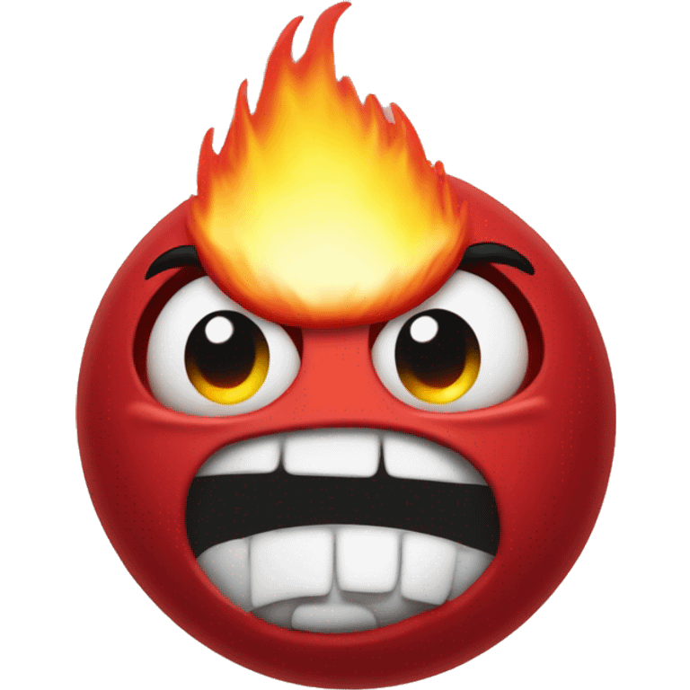 A little red gum drop wearing a suit very angry with fire coming out of his head  emoji