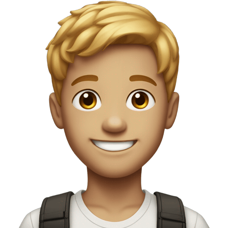 smiling boy with short, business-cut, reddish-blonde hair and freckles portrait emoji