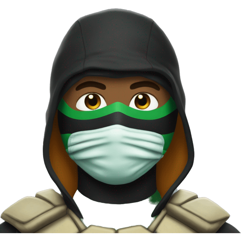 Mbappé with black mask like ninja turtles emoji