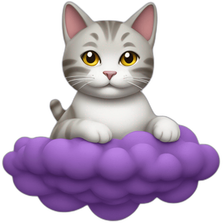 cat secretary sitting on top of the purple cloud emoji