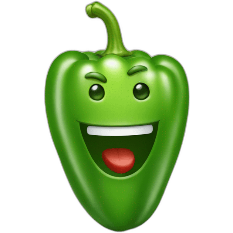 a green pepper being happy emoji