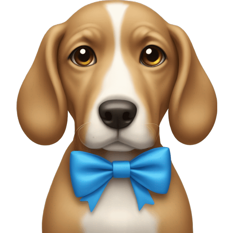 dog wearing a blue bow emoji