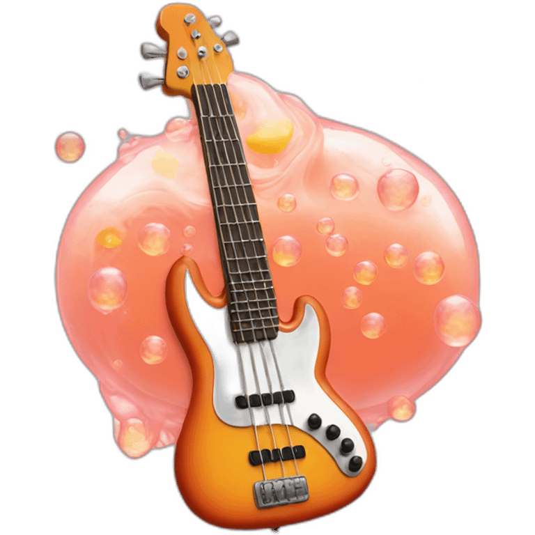 Bass guitar with bubble tea bubbles emoji