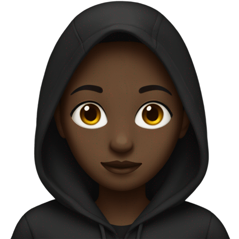 black girl wearing black hoodie emoji