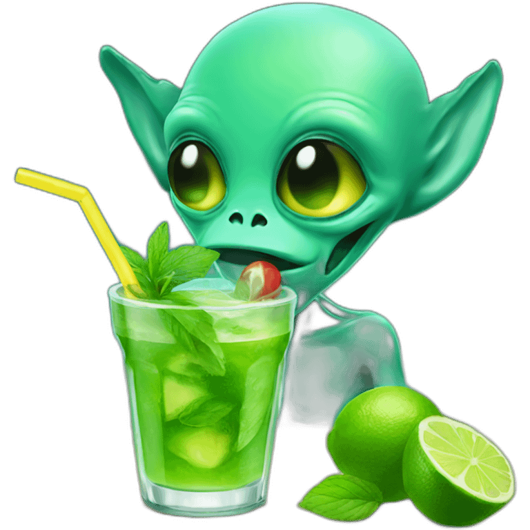 alien drinking mojito emoji