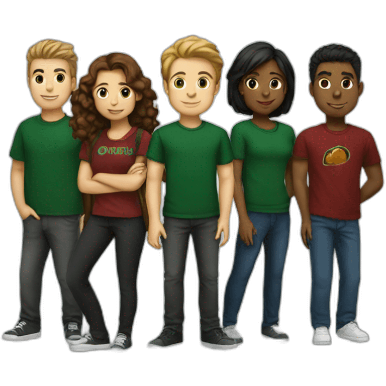 student club of 7 members with dark green shirt emoji