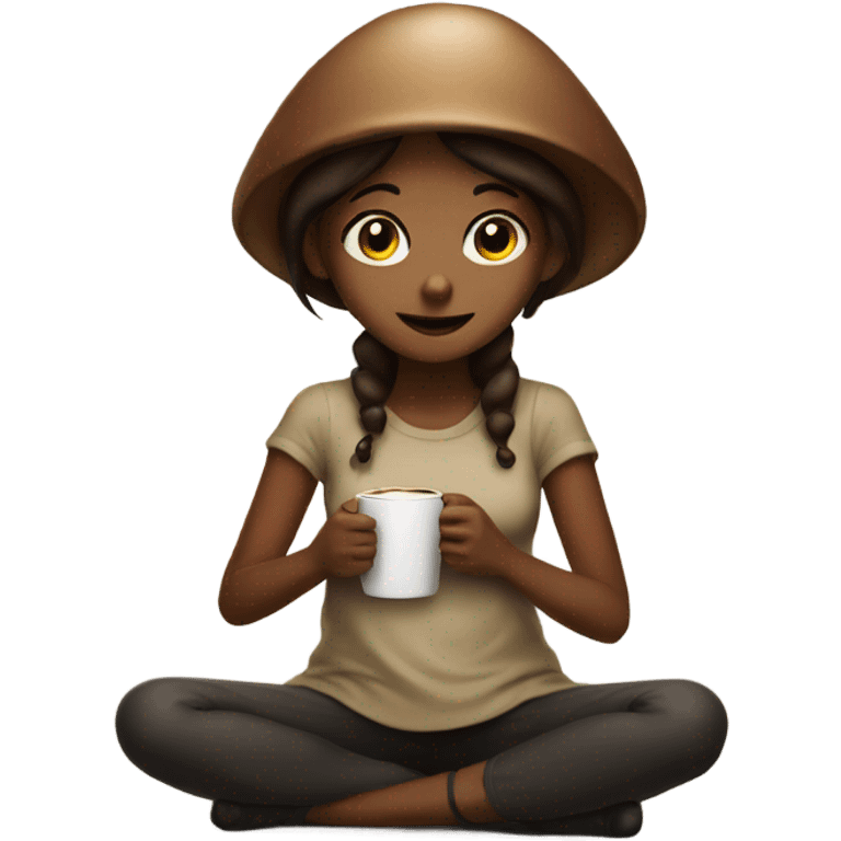 Coffee mushroom girl emoji