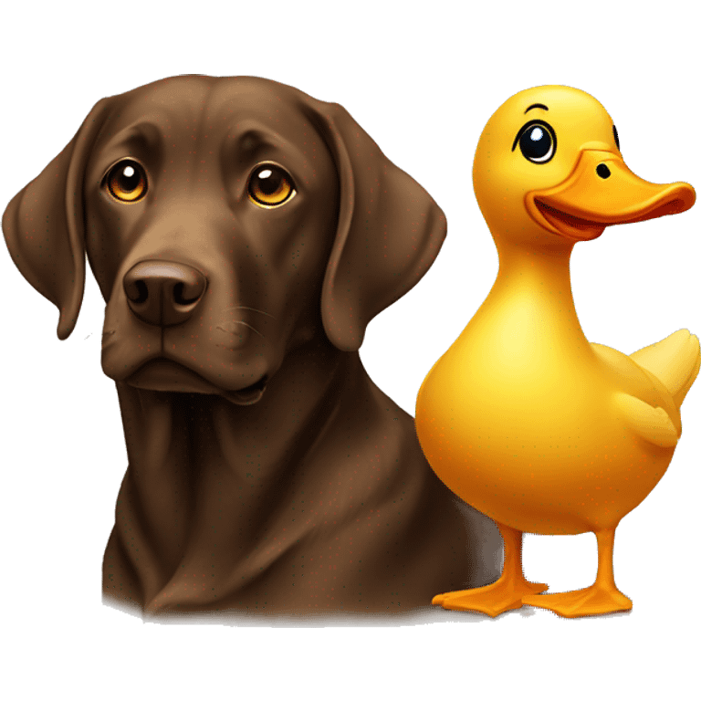 Brown Labrador with duck emoji