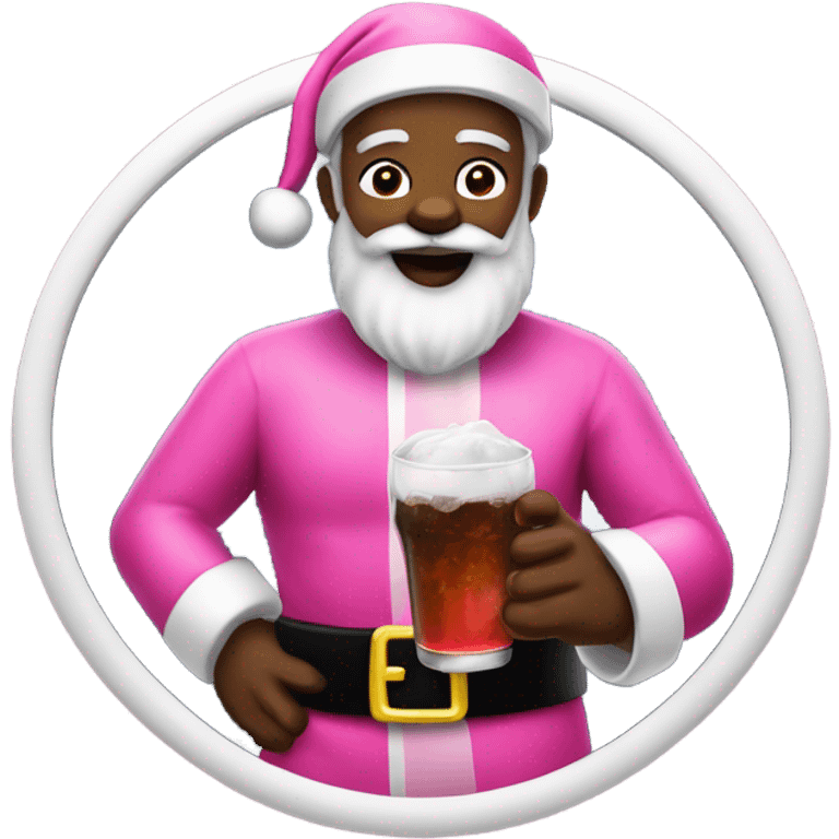 Pink beard black Santa Claus drinking cola emoji