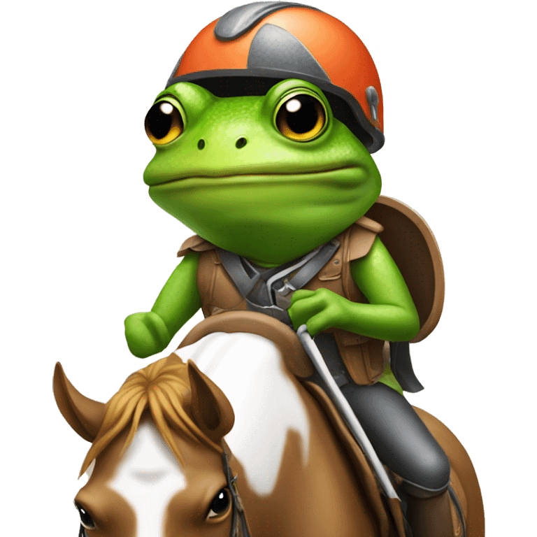 frog wearing a helmet riding a horse emoji