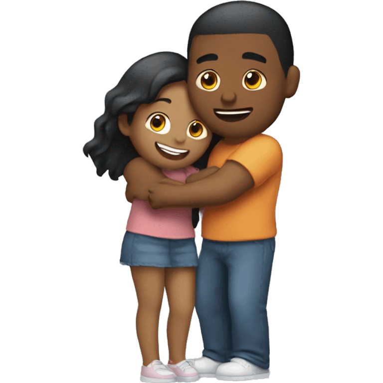 Girl with her boyfriend hugging emoji