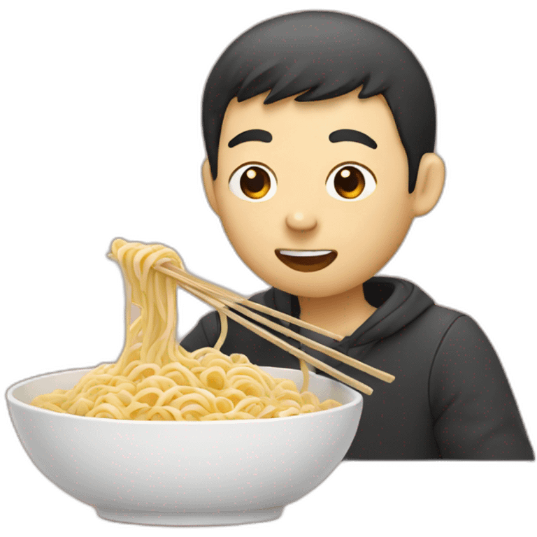 chinese man eating cat noodles emoji