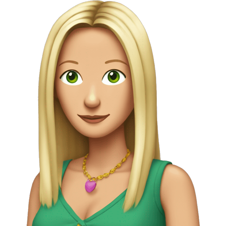 Phoebe Buffay from Friends with green eyes wearing colourful clothes emoji