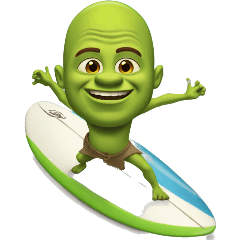 Shrek on a surfboard emoji