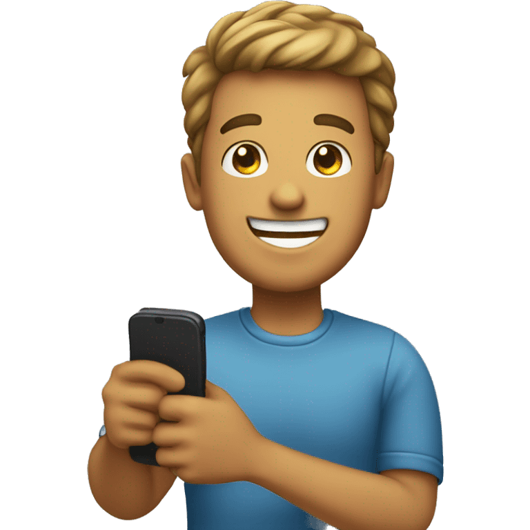 happy guy holding a phone emoji