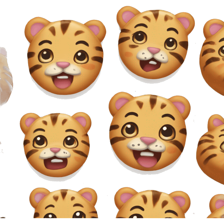 Cute cinamon roll with a cute tiger face  emoji