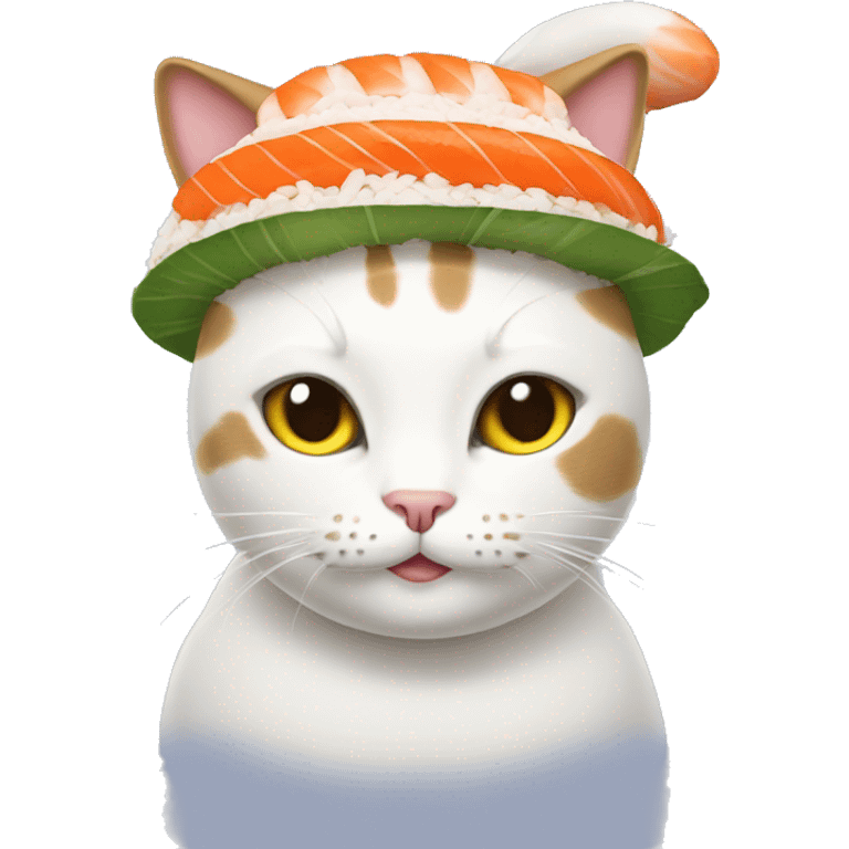 cat wearing sushi as a hat emoji