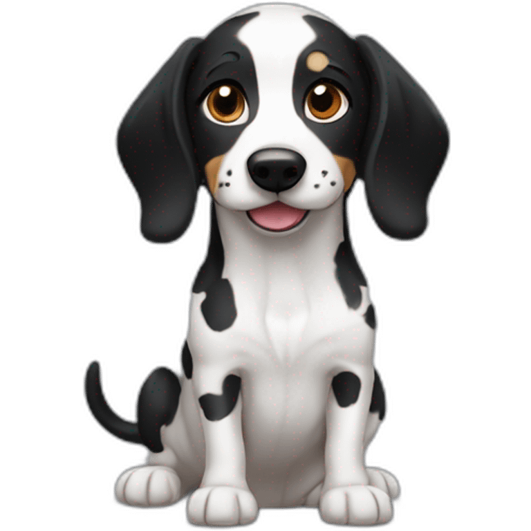 Perro salchicha mini con pelaje negro de dalmata emoji