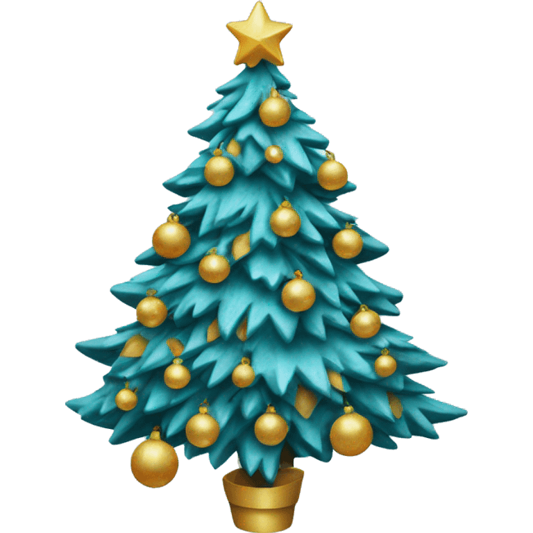 Decorated Christmas tree blue emoji