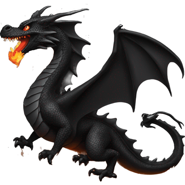 Black dragon with fire emoji