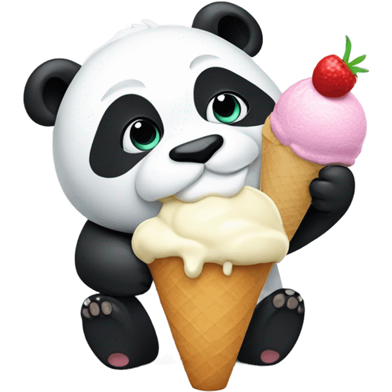 Panda eating ice cream emoji