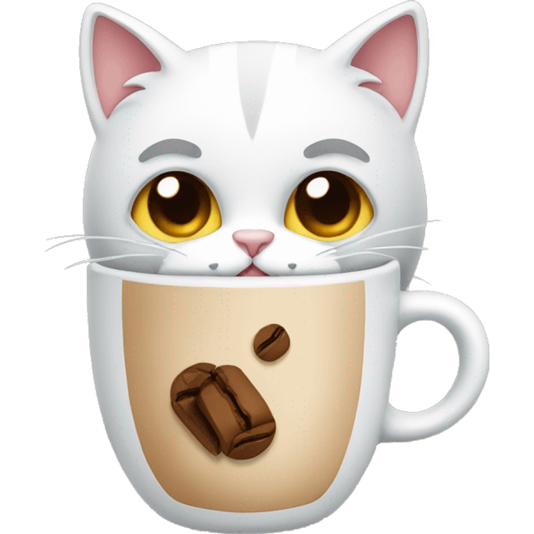 Cat with coffee cups emoji