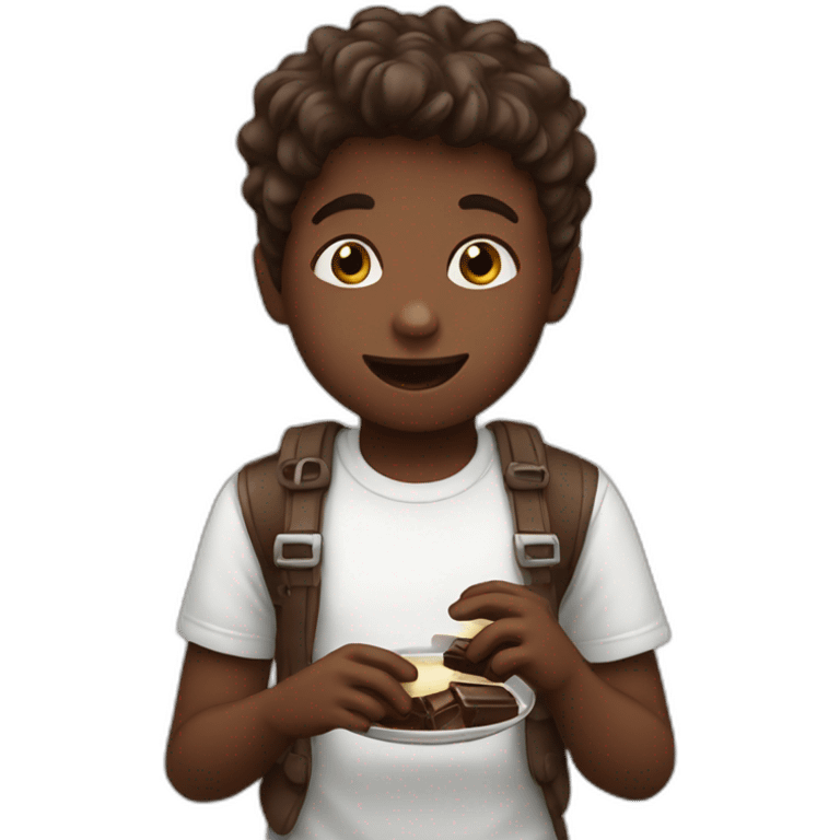 Boy eat chocolate emoji