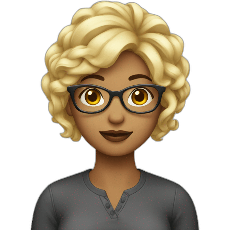 Femme-cheveux-rasé-lunettes emoji