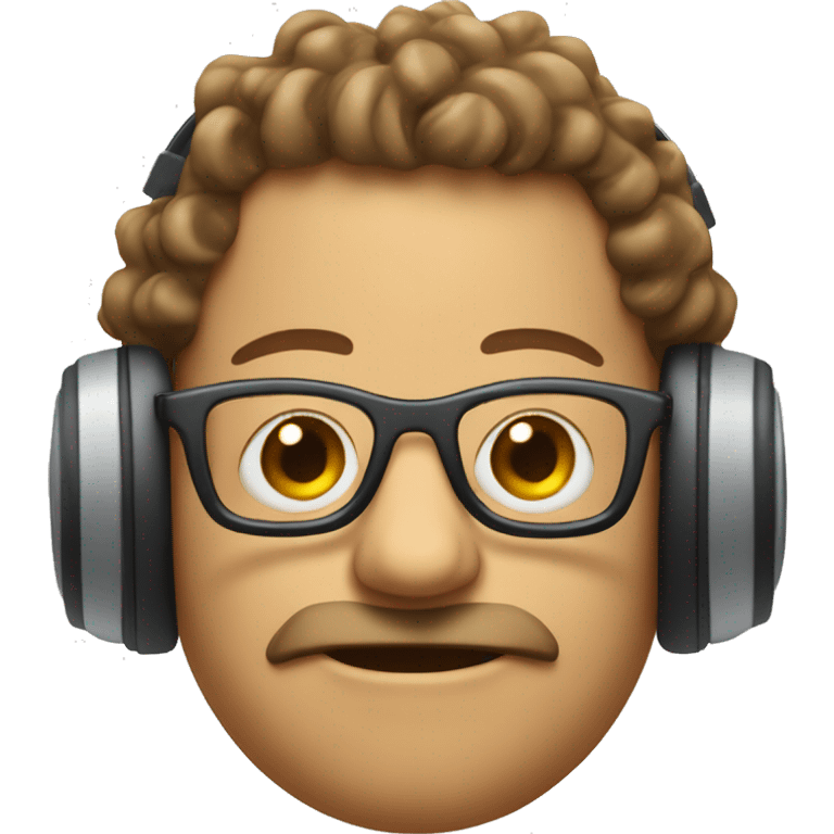 Skibidi toilet head with curls brown sling and glasses and headphones emoji