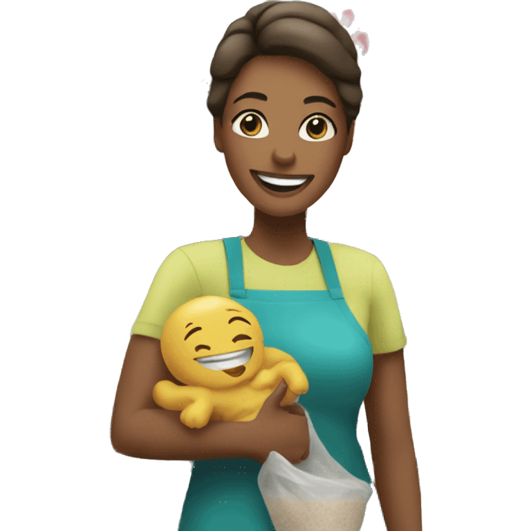 happy mother at supermaket emoji