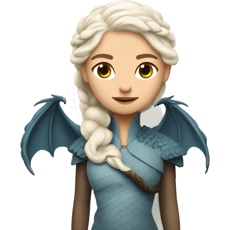 Daenerys Targaryen from game of thrones with a dragon behind emoji