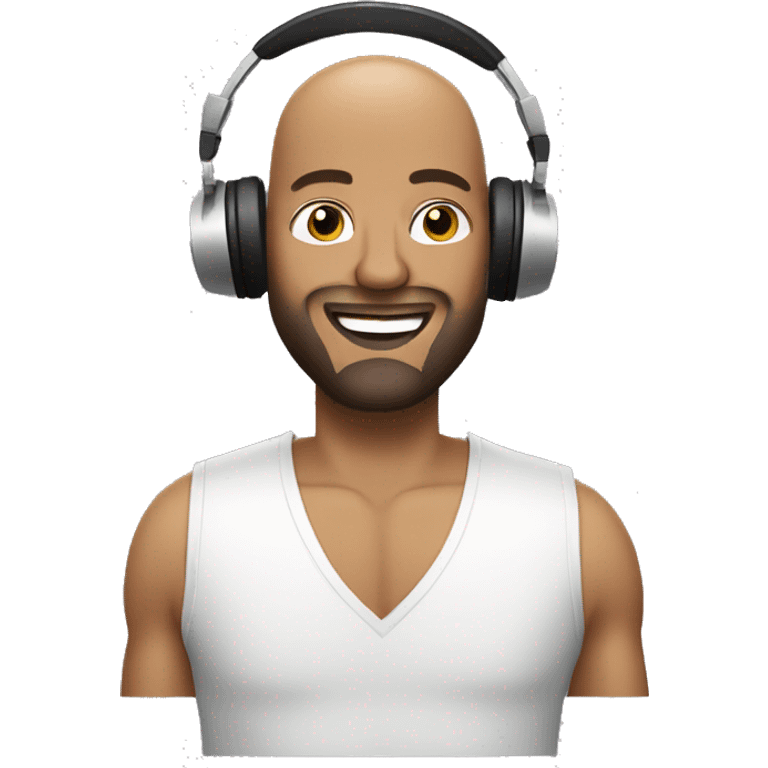 bald guy with short beard as a dj emoji