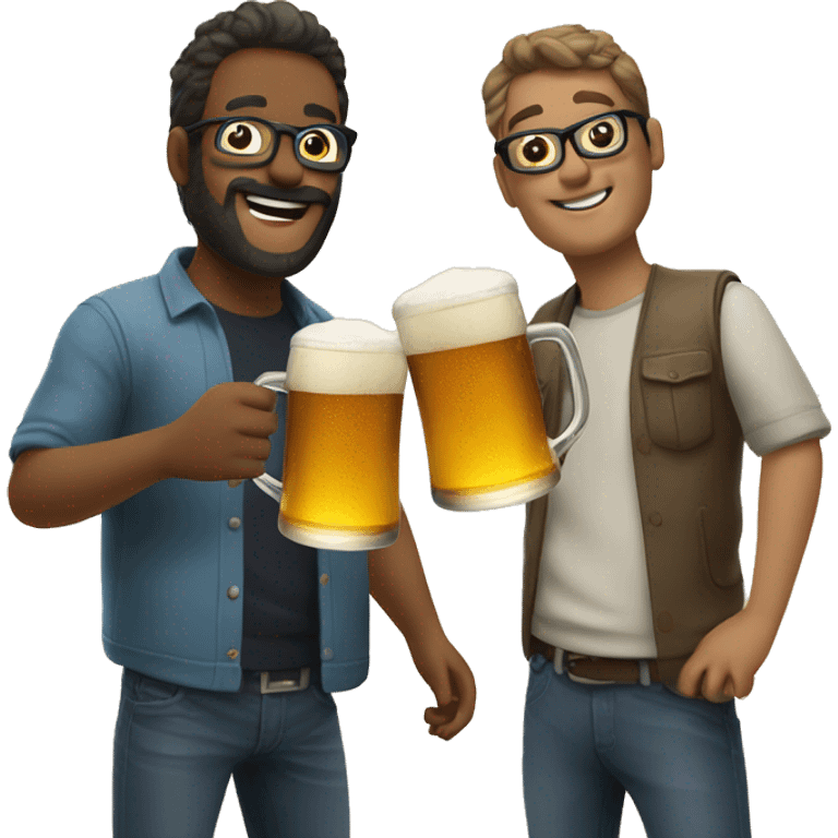 two people clinking glasses of beer emoji