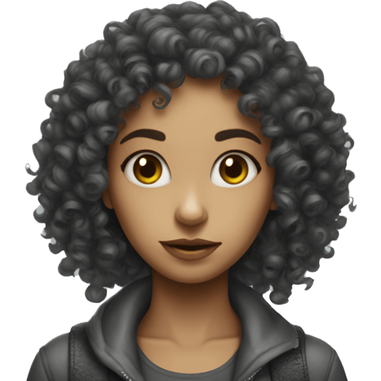 a curly hair girl hybrid alien emoji